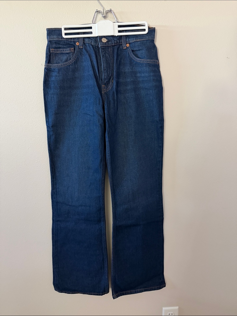 Reformation Dark Blue Wide-Leg High-Rise Jeans